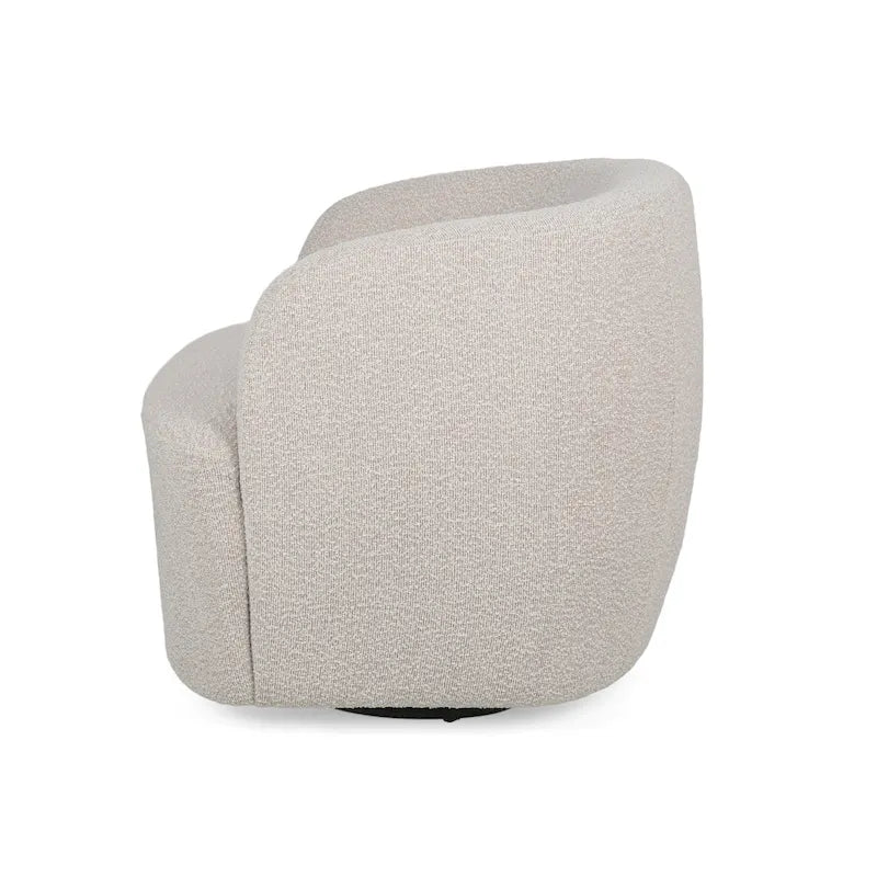 Boucle Upholstered 360° Swivel Barrel Club Chair, 300 lb Capacity