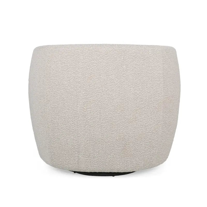 Boucle Upholstered 360° Swivel Barrel Club Chair, 300 lb Capacity