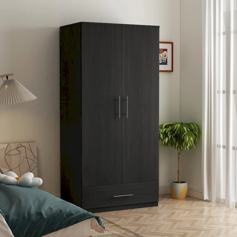 2-Door Armoire with Garment Rod and Drawer, 31.5"W x 66.9"H