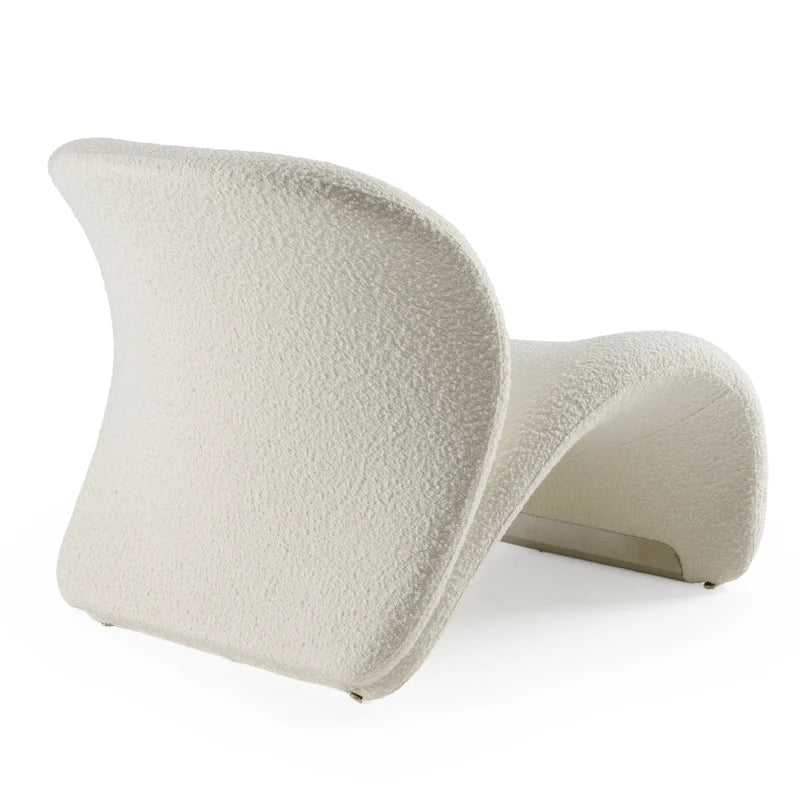 Modern Accent Chair with White Fabric and Chrome Base