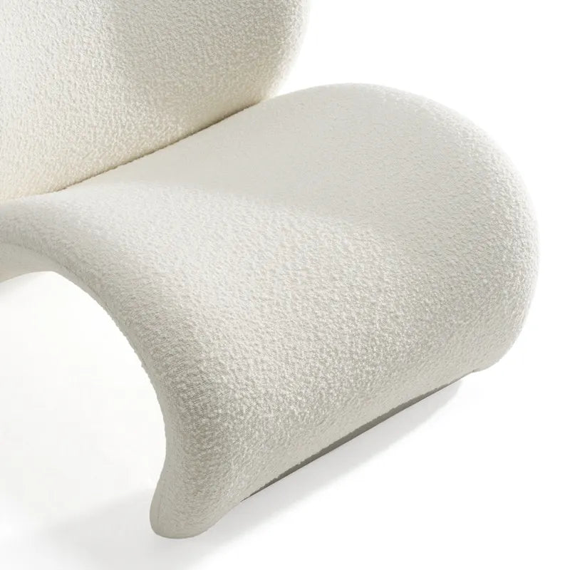 Modern Accent Chair with White Fabric and Chrome Base