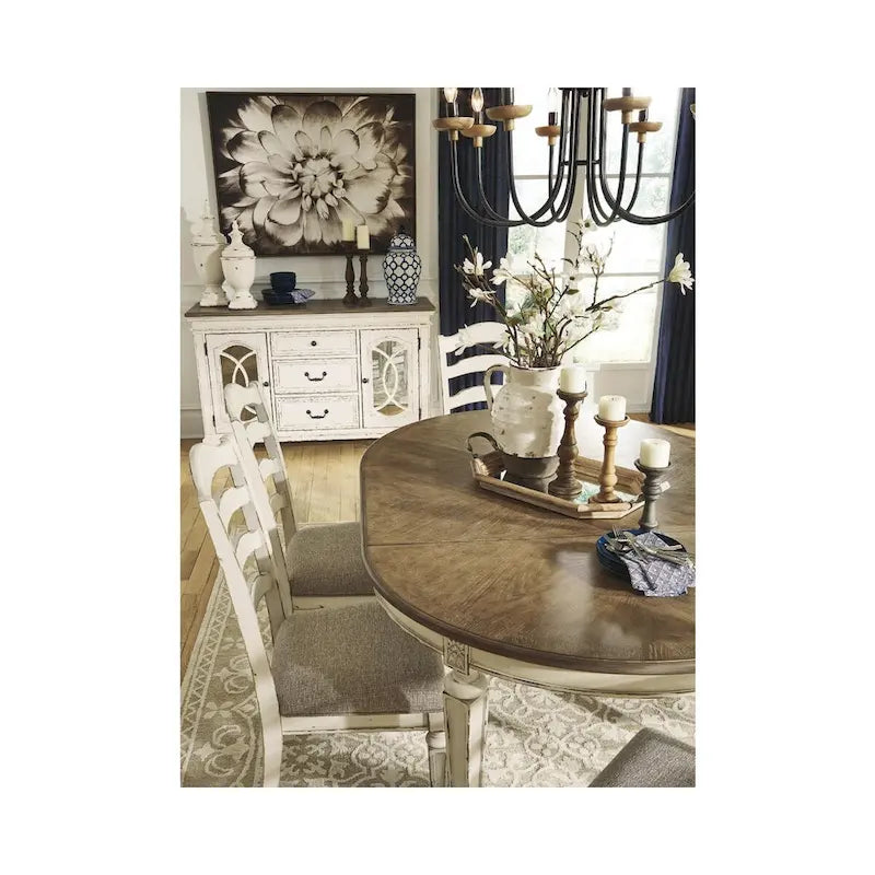 Chipped White Ladderback Dining Chairs with Cushioned Seat, Set of 2