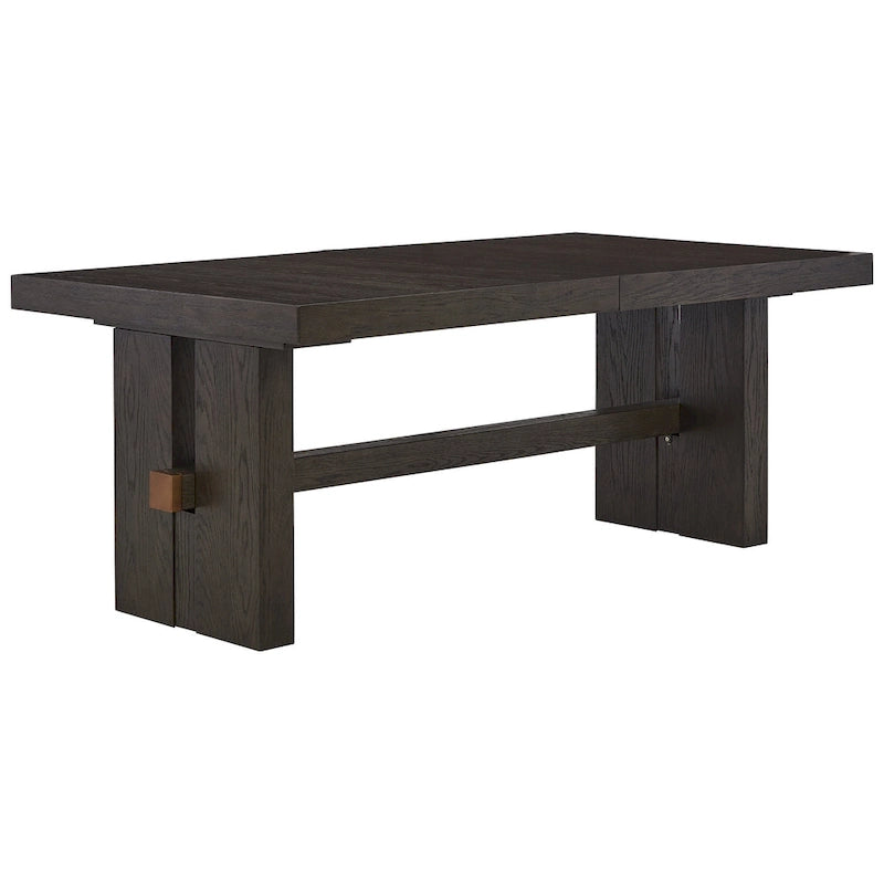 Dark Brown Rectangle Extendable Dining Table with Double Pedestal Base, 40"W x 90"D