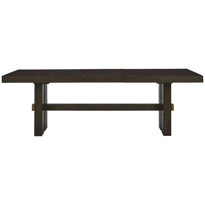 Dark Brown Rectangle Extendable Dining Table with Double Pedestal Base, 40"W x 90"D