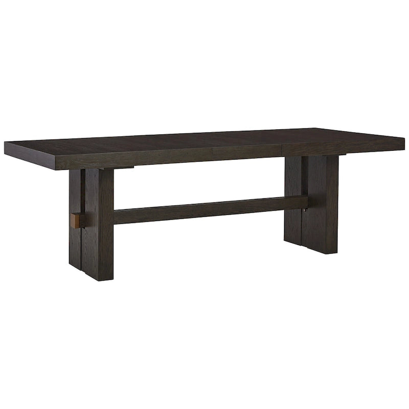 Dark Brown Rectangle Extendable Dining Table with Double Pedestal Base, 40"W x 90"D