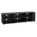 Black TV Stand with Tempered Glass Doors for TVs up to 85 Inches