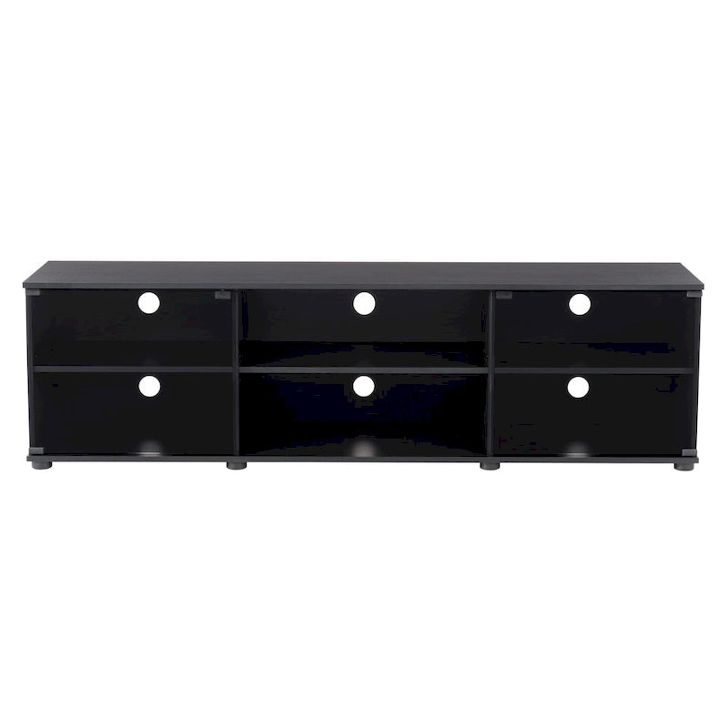 Black TV Stand with Tempered Glass Doors for TVs up to 85 Inches