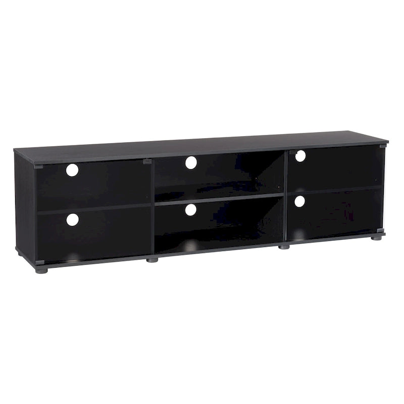 Black TV Stand with Tempered Glass Doors for TVs up to 85 Inches