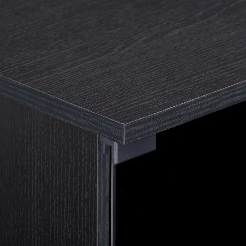 Black TV Stand with Tempered Glass Doors for TVs up to 85 Inches