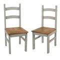 Solid Pine Farmhouse Ladder Back Dining Chairs with Metal Studs, Set of 2