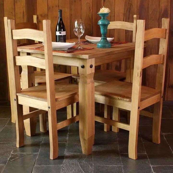 Solid Pine Farmhouse Ladder Back Dining Chairs with Metal Studs, Set of 2