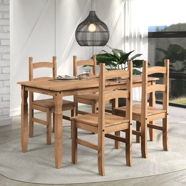Solid Pine Farmhouse Ladder Back Dining Chairs with Metal Studs, Set of 2