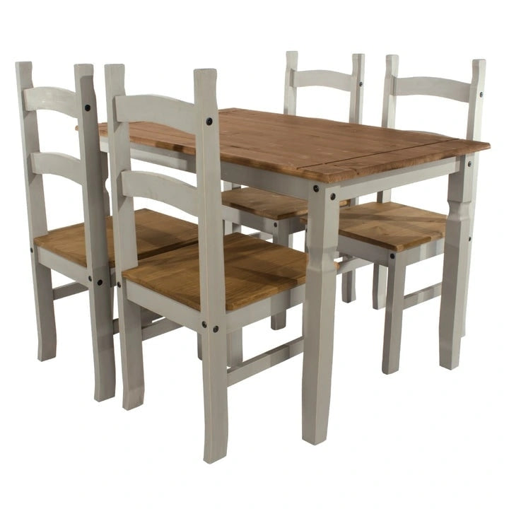 Solid Pine Farmhouse Ladder Back Dining Chairs with Metal Studs, Set of 2