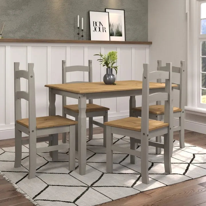 Solid Pine Farmhouse Ladder Back Dining Chairs with Metal Studs, Set of 2