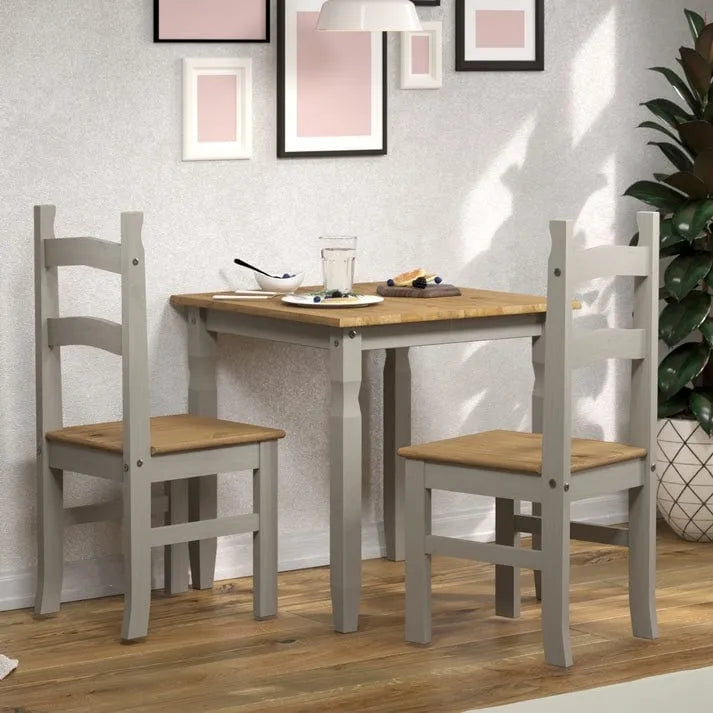 Solid Pine Farmhouse Ladder Back Dining Chairs with Metal Studs, Set of 2