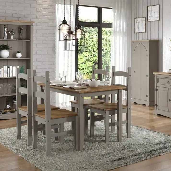 Solid Pine Farmhouse Ladder Back Dining Chairs with Metal Studs, Set of 2