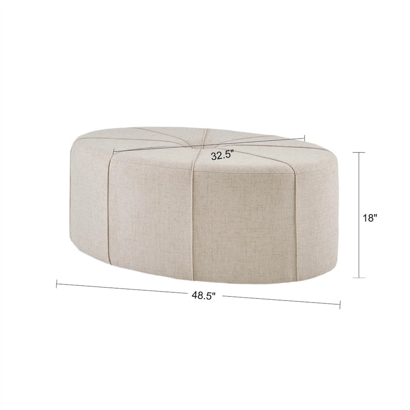 Tufted Oval Oversized Ottoman with Solid Wood Frame