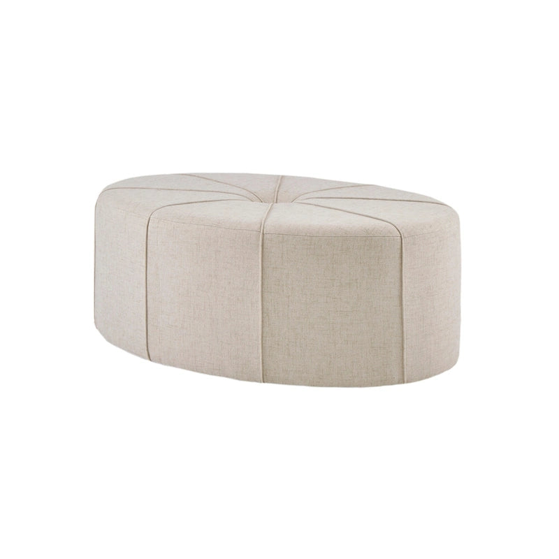 Tufted Oval Oversized Ottoman with Solid Wood Frame