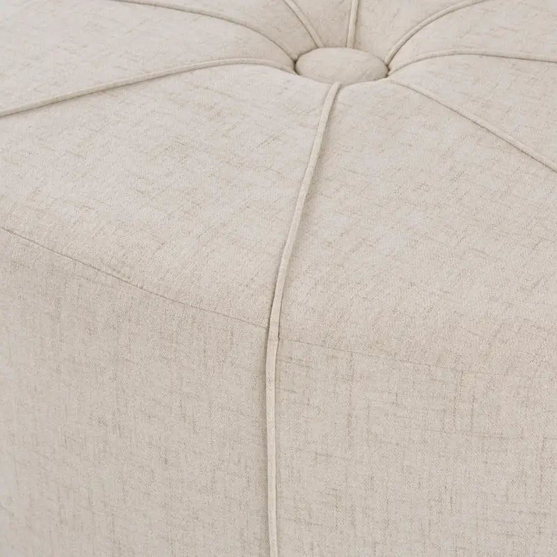 Tufted Oval Oversized Ottoman with Solid Wood Frame