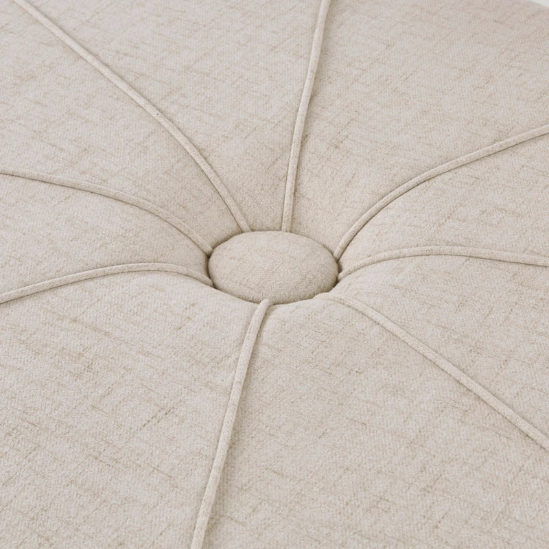 Tufted Oval Oversized Ottoman with Solid Wood Frame