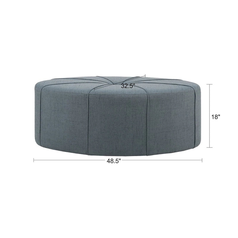Tufted Oval Oversized Ottoman with Solid Wood Frame