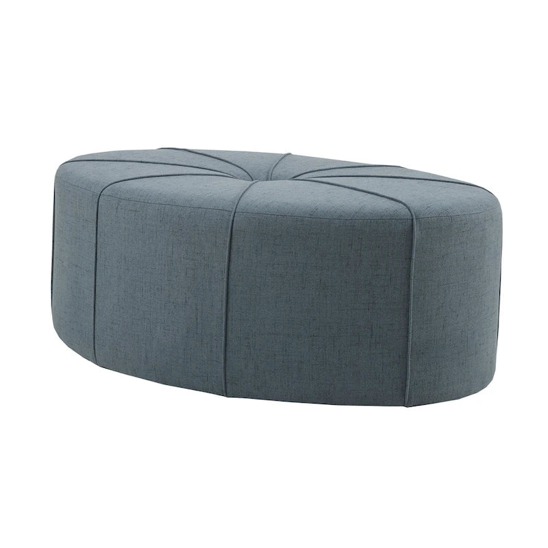Tufted Oval Oversized Ottoman with Solid Wood Frame
