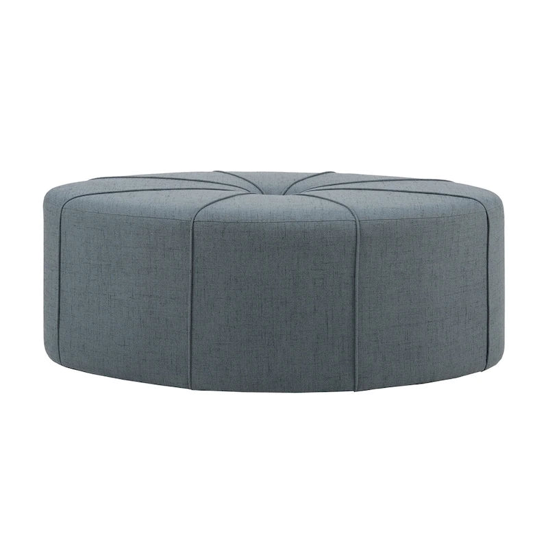 Tufted Oval Oversized Ottoman with Solid Wood Frame