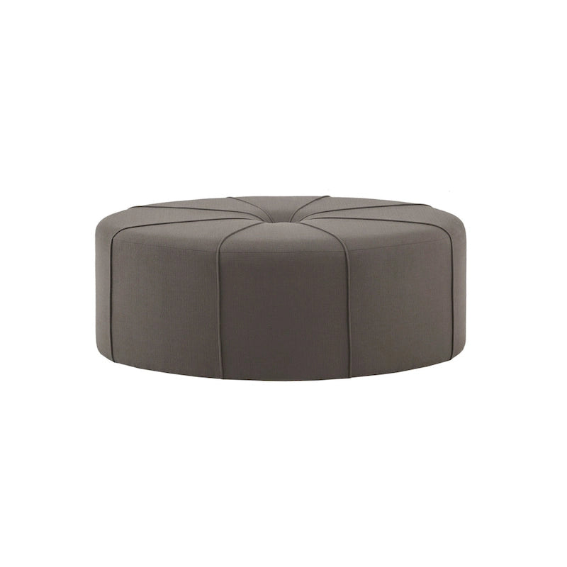 Tufted Oval Oversized Ottoman with Solid Wood Frame