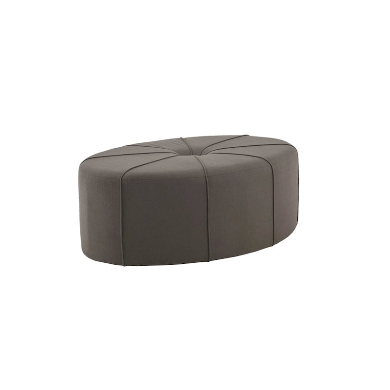 Tufted Oval Oversized Ottoman with Solid Wood Frame