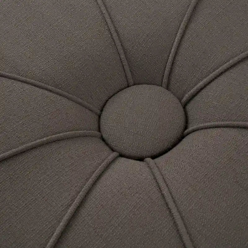 Tufted Oval Oversized Ottoman with Solid Wood Frame