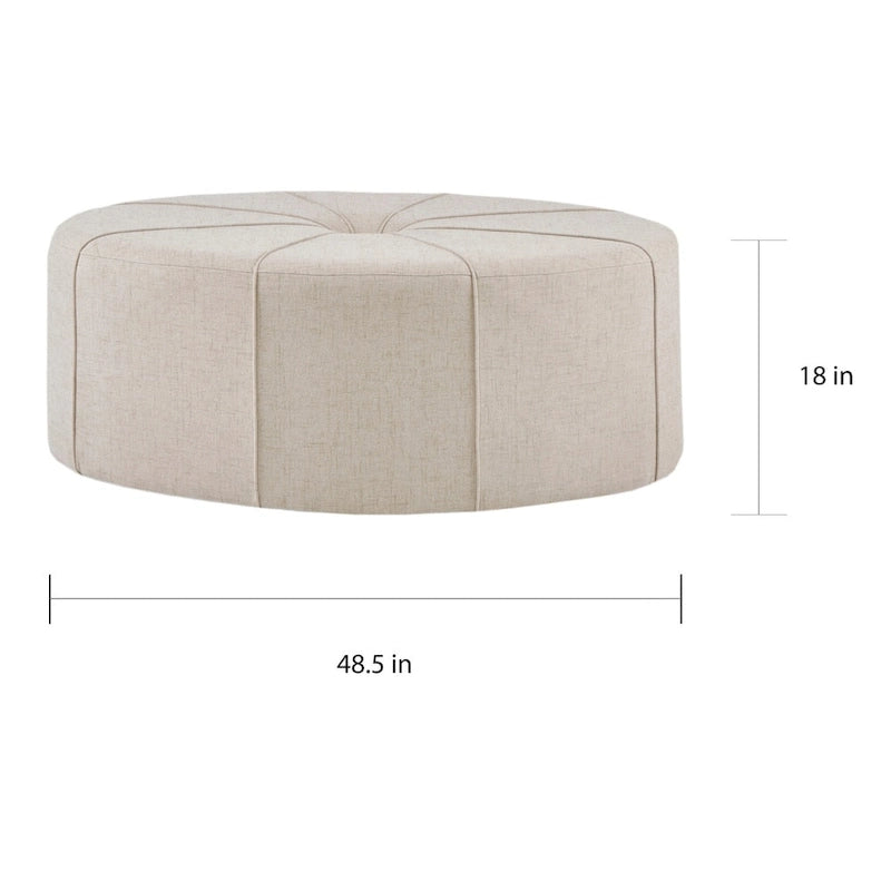 Tufted Oval Oversized Ottoman with Solid Wood Frame