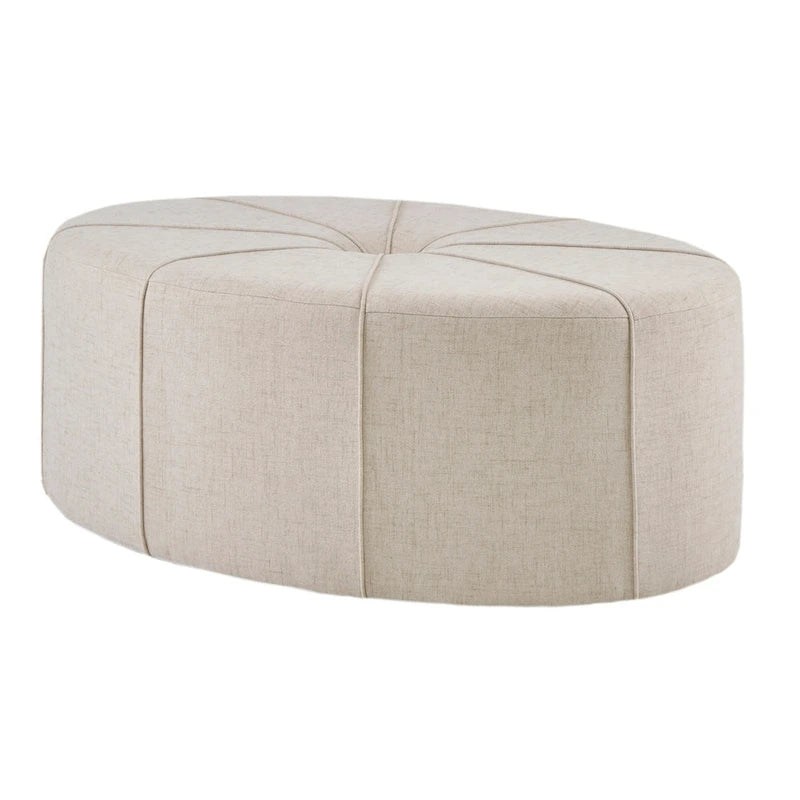 Tufted Oval Oversized Ottoman with Solid Wood Frame