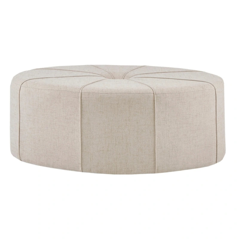 Tufted Oval Oversized Ottoman with Solid Wood Frame