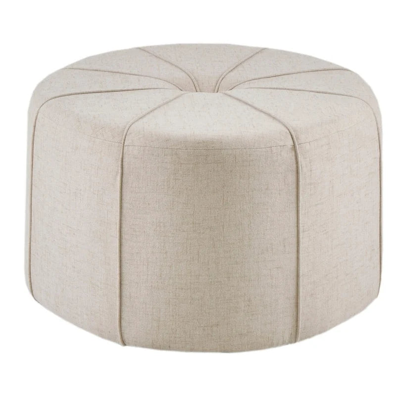 Tufted Oval Oversized Ottoman with Solid Wood Frame