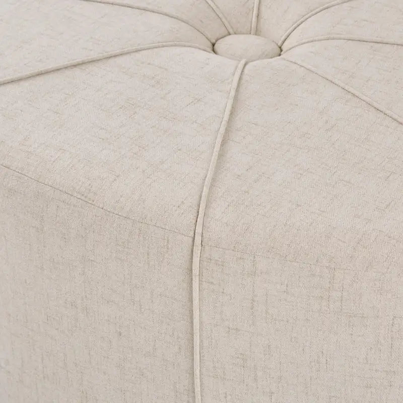 Tufted Oval Oversized Ottoman with Solid Wood Frame