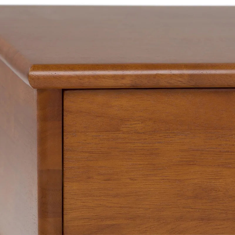 Solid Rubberwood Mid-Century Coffee Table with Drawer and Open Shelf, 48"W