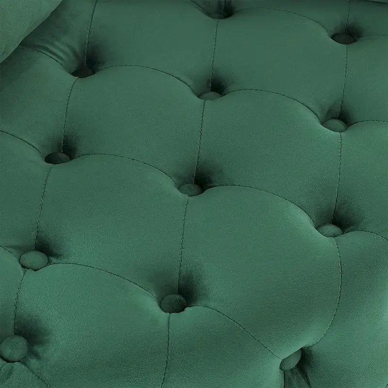 Living Room Velvet Swivel Chair with Button Tufted Design, 3 Pillows & Movable Wheels