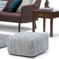 Hand-Woven Cotton Square Pouf with Mixed Pattern