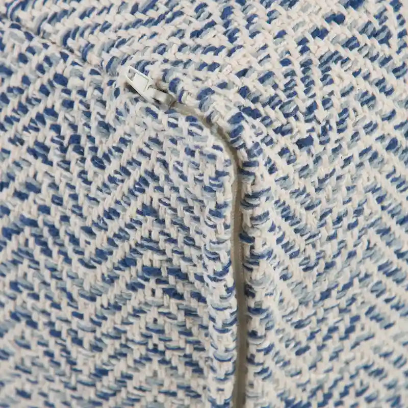 Hand-Woven Cotton Square Pouf with Mixed Pattern