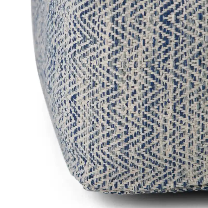 Hand-Woven Cotton Square Pouf with Mixed Pattern