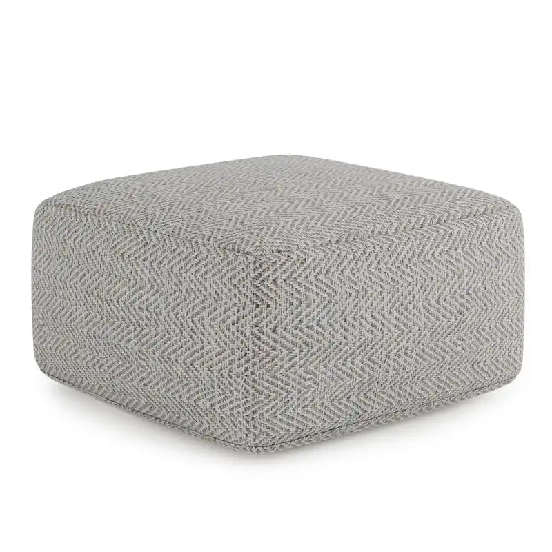Hand-Woven Cotton Square Pouf with Mixed Pattern