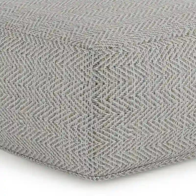 Hand-Woven Cotton Square Pouf with Mixed Pattern