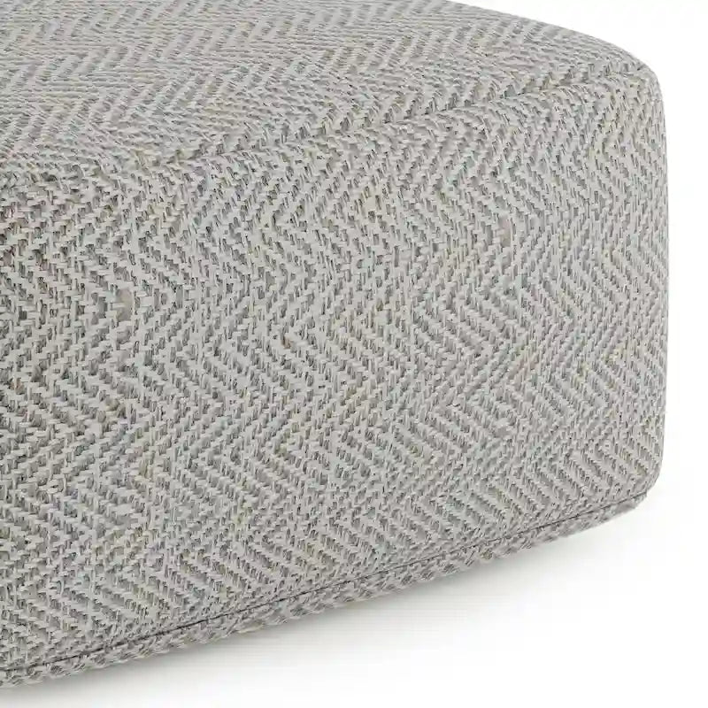 Hand-Woven Cotton Square Pouf with Mixed Pattern