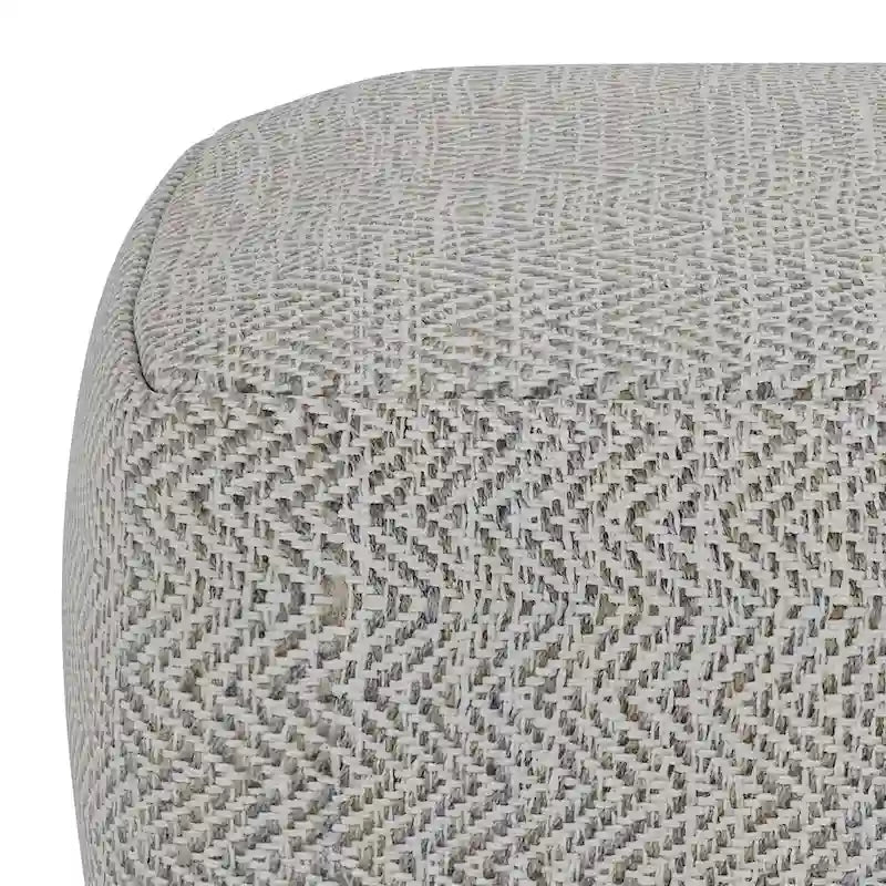 Hand-Woven Cotton Square Pouf with Mixed Pattern