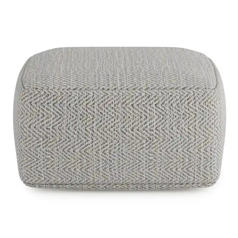 Hand-Woven Cotton Square Pouf with Mixed Pattern