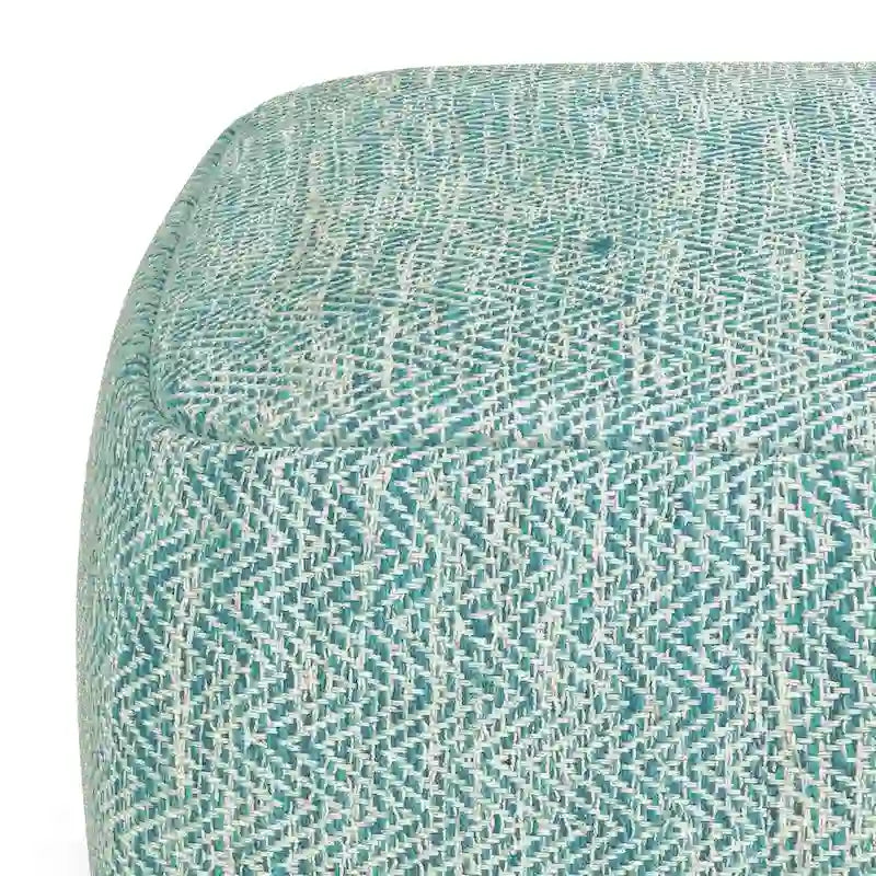 Hand-Woven Cotton Square Pouf with Mixed Pattern