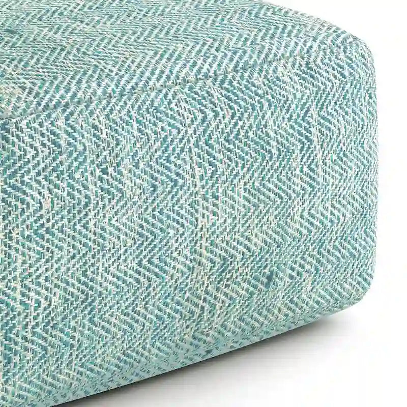Hand-Woven Cotton Square Pouf with Mixed Pattern