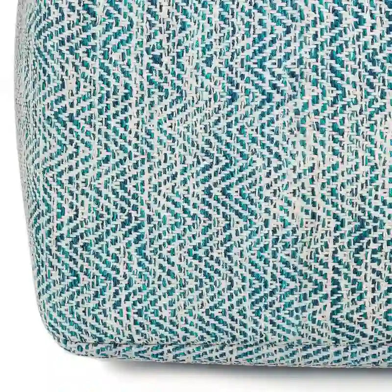Hand-Woven Cotton Square Pouf with Mixed Pattern