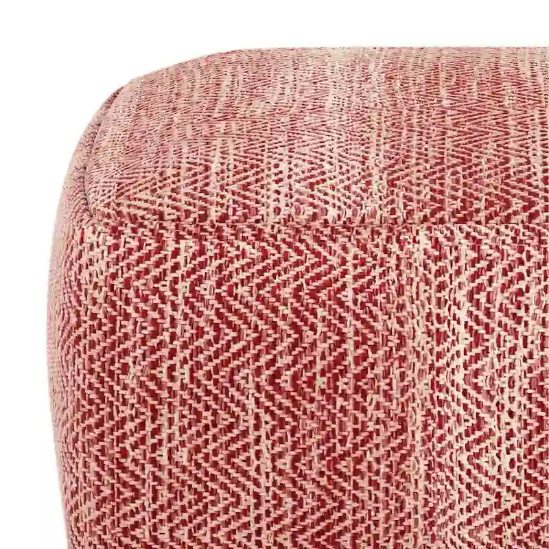 Hand-Woven Cotton Square Pouf with Mixed Pattern