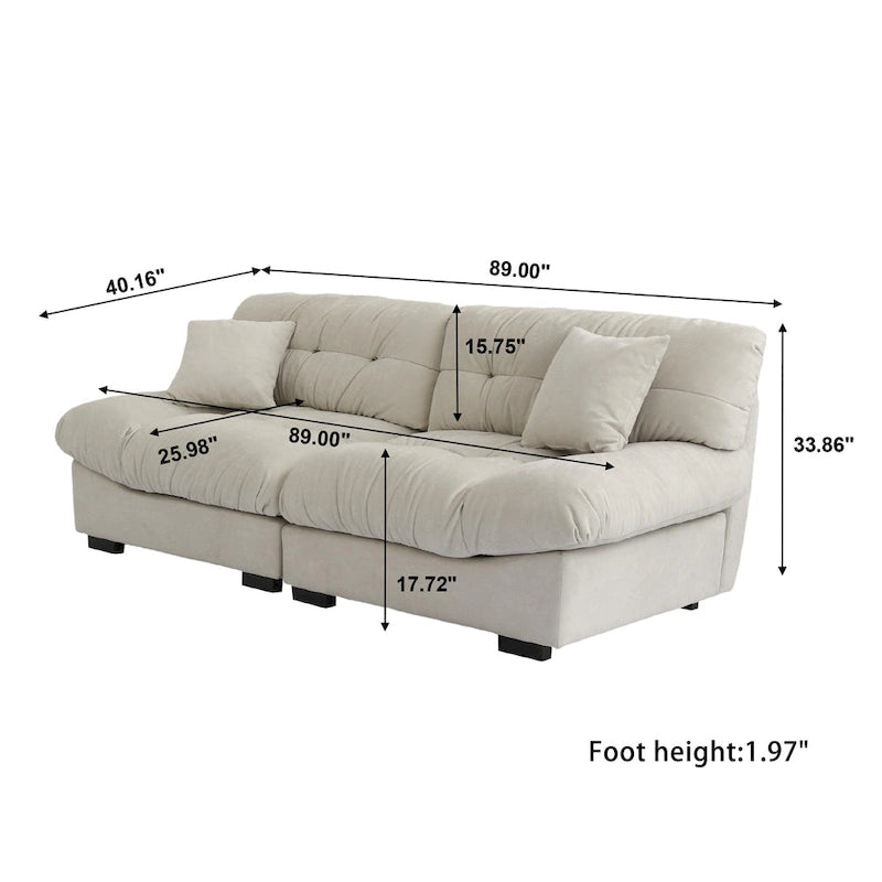 Cloud Loveseat Sofa with High-Density Foam and Down Fill, Removable Cover